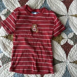 Y2K red striped Care Bears baby tee size XS kidcore grunge retro